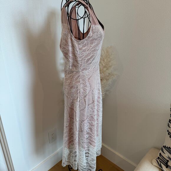 Anthropologie Byron Lars Beauty Mark White Button Up Lace Dress Nude Slip Sz2 - Picture 13 of 16